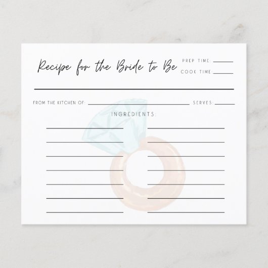新婦のミニマルブライダルシャワーレシピカード (正面)