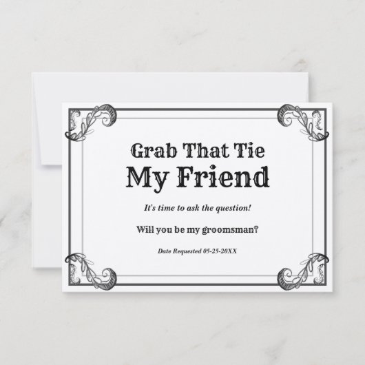 新婦の介添え人へのお願い クラシックなタイブリ - それを掴んで 招待状 (正面)