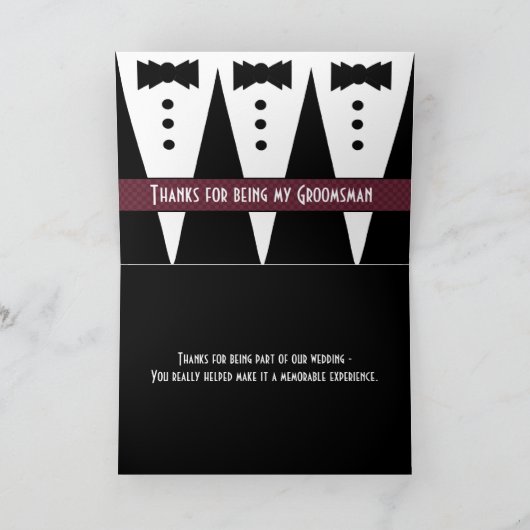 新婦の介添え人への感謝を伝える3つのタキシード カスタマイズ可能 V2 サンキューカード (内部)