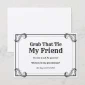 新婦の介添え人募集 ヴィンテージ風 そこにあるネクタイをつかめ 招待状 (正面/裏面)