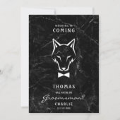 新婦の介添人提案 白いオオカミのデザイン - 大理石の背景 招待状 (正面)