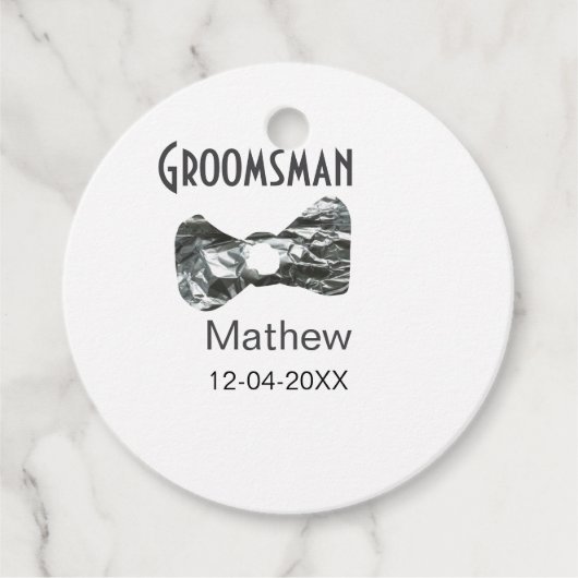 新婦の介添人 ネーム 日付 年 灰色の襟 ボウ テキスト フェイバータグ (正面)