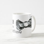 新婦の介添人 ネーム 日付 年 灰色の襟 ボタン付きシャツのテキスト コーヒーマグカップ (正面右)