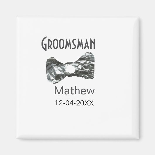 新婦の介添人 名前 年度 グレー カラー リボン テキスト マグネット (正面)