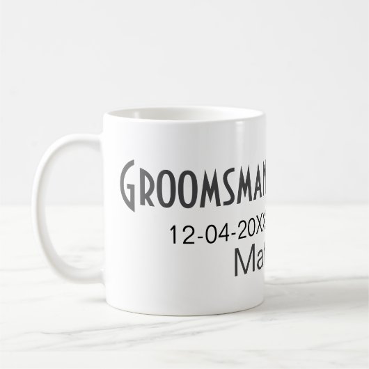 新婦の介添人 名前 年 グレー カラー ボウ テキスト コーヒーマグカップ (左)