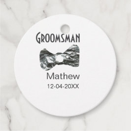 新婦の介添人 名前 年 灰色の襟 ボウ テキストを追加 フェイバータグ