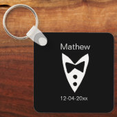 新婦の介添人 名前 年 黒い蝶ネクタイ シャツ タイ タキシード キーホルダー (正面)