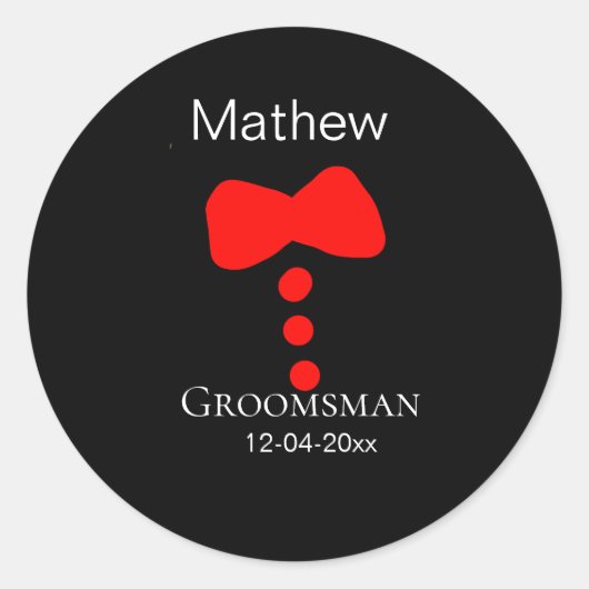 新婦の介添人 名前 年 黒い蝶ネクタイ シャツ タイ チョッキ ラウンドシール (正面)