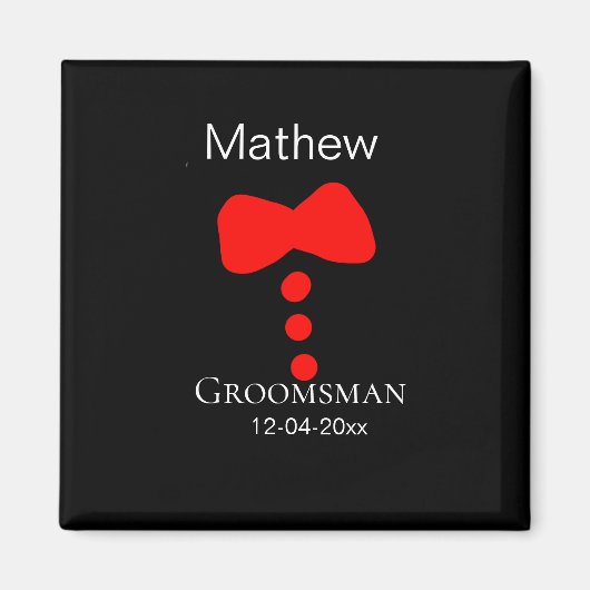 新婦の介添人 名前 年 黒い蝶ネクタイ シャツ タイ ブラックフォーマル マグネット (正面)