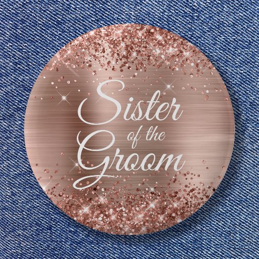 新婦の姉妹用ラベル シマシマローズゴールドホイル 缶バッジ