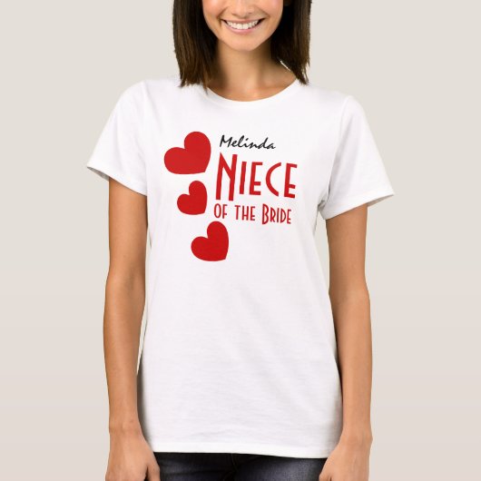 新婦の姪のプレゼントアイディアかわいい赤いハートB10 Tシャツ (正面)