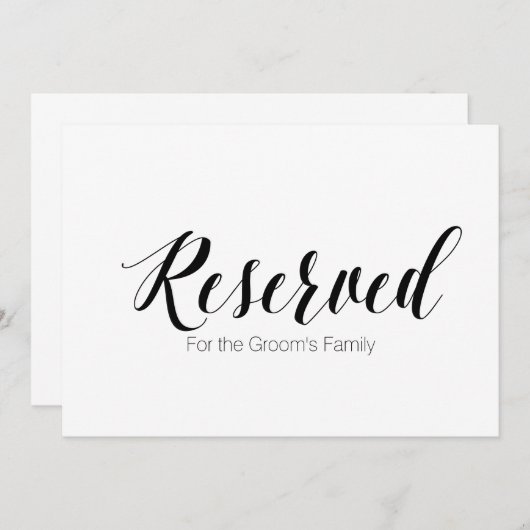 「新婦の家族用に予約済み」ウェディングサイン 招待状 (正面/裏面)