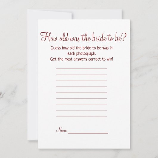 新婦の年齢はブライダルシャワー シーズンカード (正面)