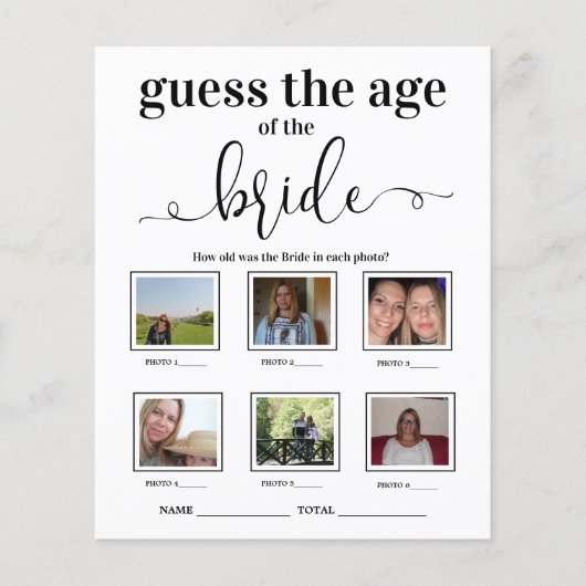 新婦の年齢を推測するブライダルシャワーゲーム (正面)