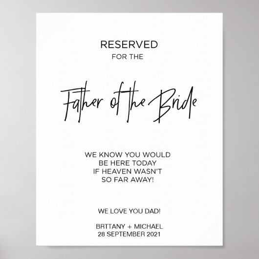 新婦の愛する思い出の父のために予約 ポスター (正面)