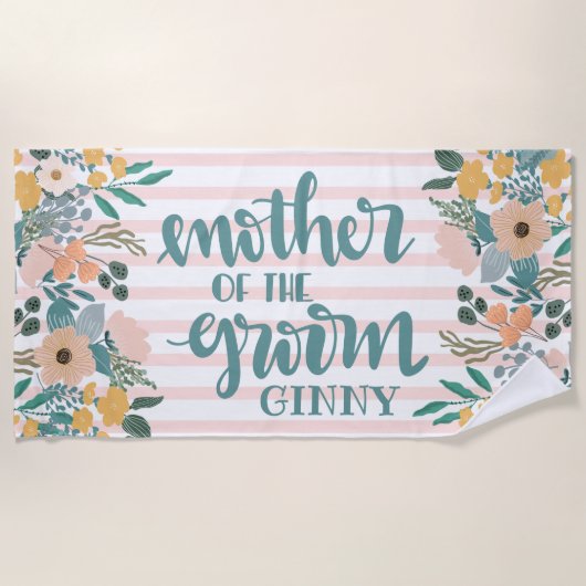 新婦の母のためのパーソナライズされたバチェロレッテ ビーチタオル (正面)