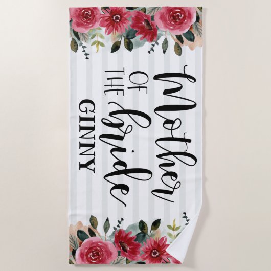 新婦の母のバチェロレッテパーティーに最適なギフト ビーチタオル (正面)