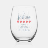 新婦の甥 5人 ハート ステムなしワイングラス (正面)