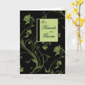 新婦の親へのお祝い 黒と緑 カード (黄色い花)