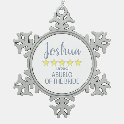 新婦の５つ星の最高の祖父（新婦の父または母の父） スノーフレークピューターオーナメント (正面)