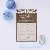 新婦は何歳だったウェスタンブライダルシャワーゲームカード チラシ (シングル)