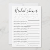 新婦は本当に新郎を知っているゲーム, 結婚式のアクティビティ 招待状 (正面)