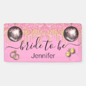 新婦へ,ピンクの金ゴールドグリッターディスコバチェロレッテ 横断幕 (横)