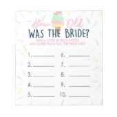 新婦アイスクリームゲームの解答シートは何歳だった ノートパッド (正面)