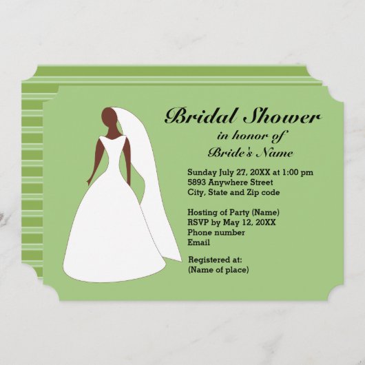 新婦インガウングリーナリーストライプブライダルシャワー招待状 招待状 (正面/裏面)