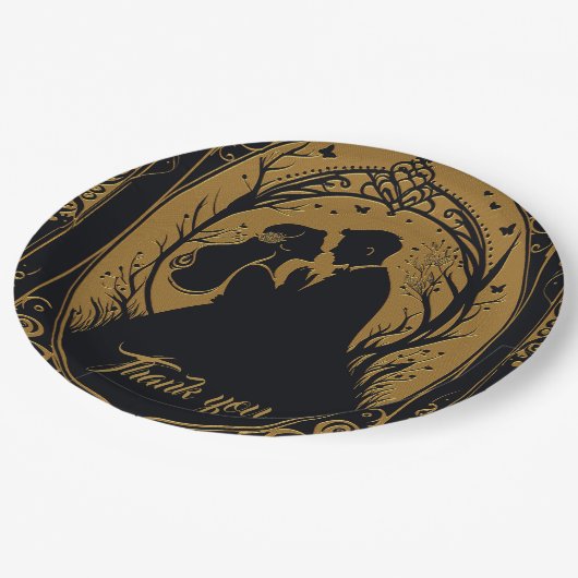 新婦エレガントのシルエット ペーパープレート (アングル)