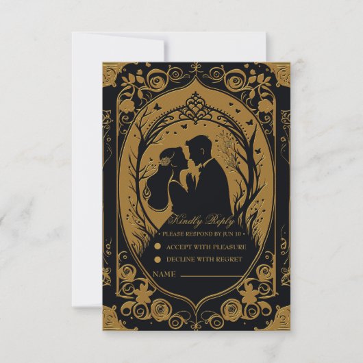 新婦エレガントのシルエット 出欠カード (正面)