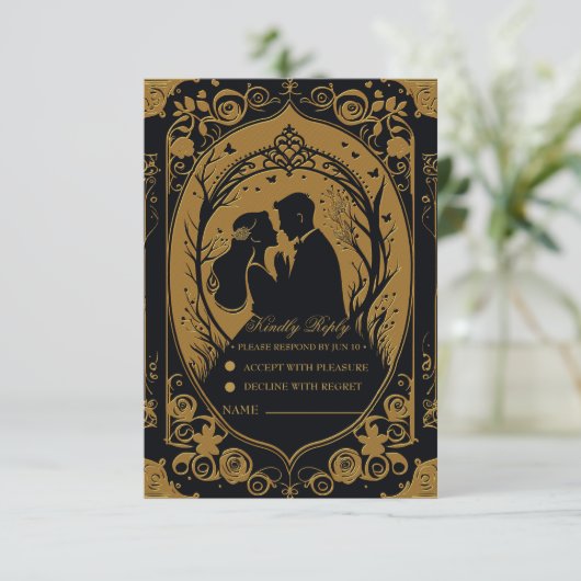 新婦エレガントのシルエット 出欠カード (スタンド正面)