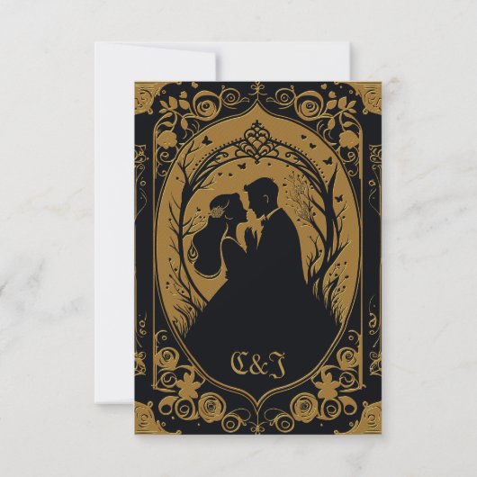 新婦エレガントのシルエット 出欠カード (裏面)