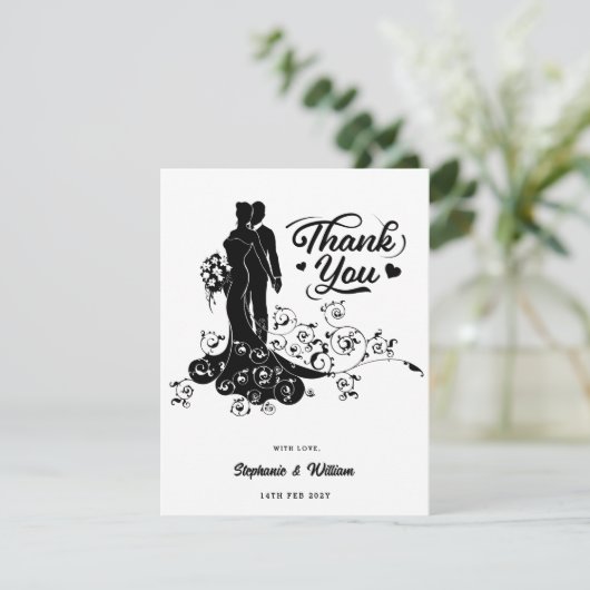 新婦エレガントのシルエ結婚ット サンキューカード (スタンド正面)