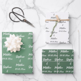 新婦エレガントモダン名の結婚式 ラッピングペーパーシート