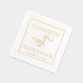 新婦エレガント名の結婚タイポグラフィ#3 Fr 箔ナプキン (左)