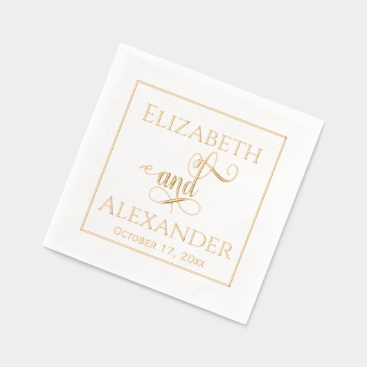新婦エレガント名の結婚タイポグラフィ#3 Fr 箔ナプキン (左)