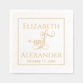 新婦エレガント名の結婚タイポグラフィ#3 Fr 箔ナプキン (正面)