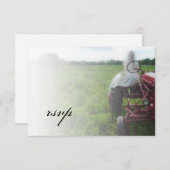 新婦オンファームトラクターカントリー結婚式RSVPカード 出欠カード (正面/裏面)