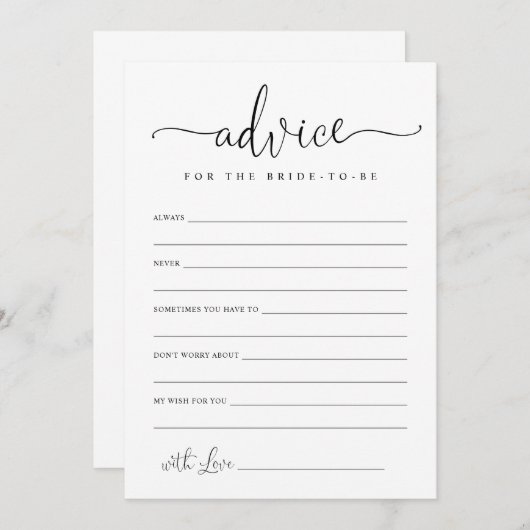 新婦カードのアドバイス ノートカード (正面/裏面)