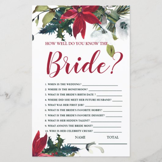 新婦クリスマスポインセチアのゲームをどれだけ知っているか (正面)