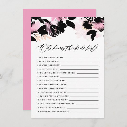 新婦ゲームを知るブラックピンク最高ののフローラ エンクロージャーカード (正面/裏面)