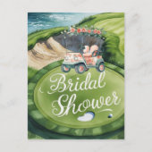 新婦ゴルファー用ゴルフカート付きゴルフブライダルシャワー ポストカード (正面)