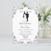 新婦スタイリッシュイラストレーションの結婚 招待状 (スタンド正面)