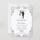 新婦スタイリッシュイラストレーションの結婚 招待状 (正面)