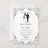 新婦スタイリッシュイラストレーションの結婚 招待状 (正面)