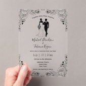 新婦スタイリッシュフローラ結婚 アクリル招待状 (インサイチュ (ポータブル))