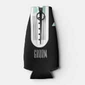 新婦ティール(緑がかった色)ブルー&ブラックタキシードブライダルパーティ新郎 ボトルクーラー (裏面)