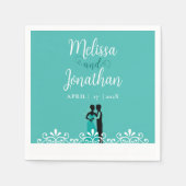 新婦ティール（緑がかった色）ホワイトエレガントなウェディング紙 スタンダードカクテルナプキン (正面)