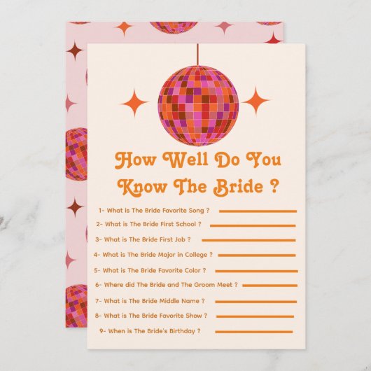 新婦ディスコのバチェロレッテゲーム 案内状 (正面/裏面)